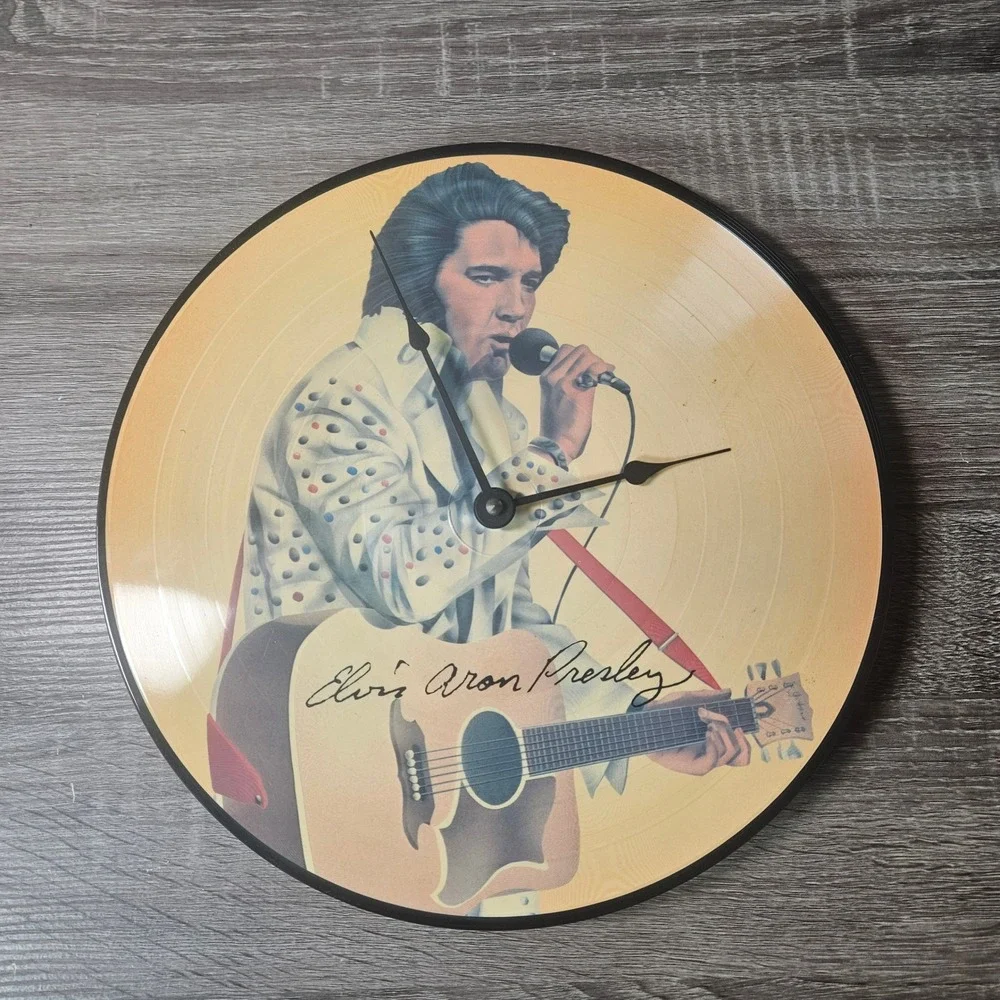 Elvis Presley Vinyl Record Wall Clock Retro Rock and Roll Music Decor 12 Inch